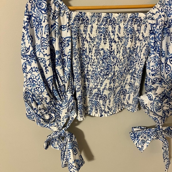 Caroline Constas Finley Paisley Puff Sleeve Top Small - Picture 8 of 11